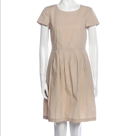 open lace back dress Khaki Pleated Belted Dress – BAQA main image 0